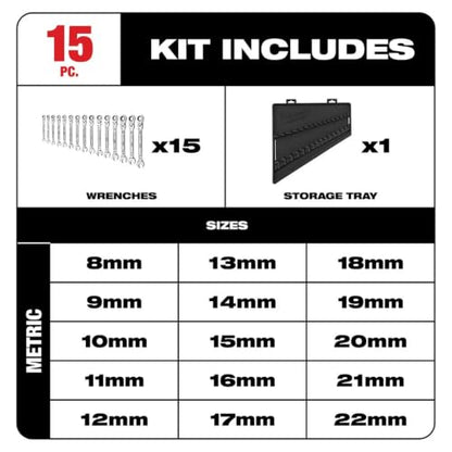 Milwaukee 15 Piece Metric Flex Head Wrench Set