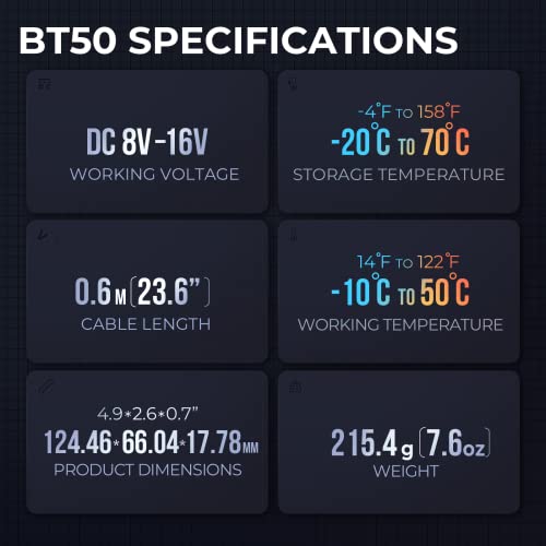 Car Battery Tester TOPDON BT50, 12V Battery Load Tester, 100-2000 CCA Automotive Alternator Tester Digital Battery Analyzer Charging Cranking System for Car Truck Motorcycle ATV SUV Boat Yacht | Digital Battery Load Tester for 12V Lead Acid Battery, 12V B