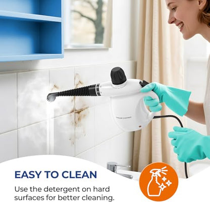 Steam Cleaner, Pressurized Handheld 13pcs Multi-Purpose Natural Deep Cleaning Steamer, Portable Steamer for Cleaning Home, Grout, Kitchen, Car, Window, Upholstery, Bathroom and Clothes, White - color: Black&White