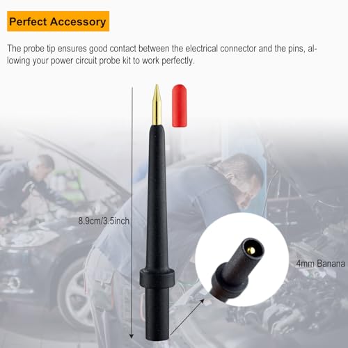 ZIBOO - 2Pk 4Mm Banana Jack 3 Tip Black (PPTK0024-2),Use for Autel Circuit Tester Power Circuit Probe