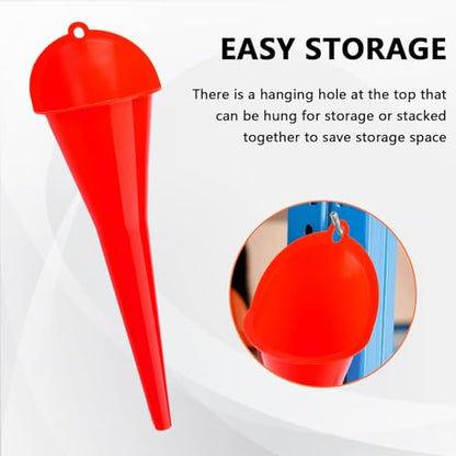 Long-Neck Oil Funnel for Automotive – Multi-Function Plastic Funnel for Oil, Gas & Lubricants – Universal Car Accessory (Red (2-Pack)) - color: Red (2-Pack)