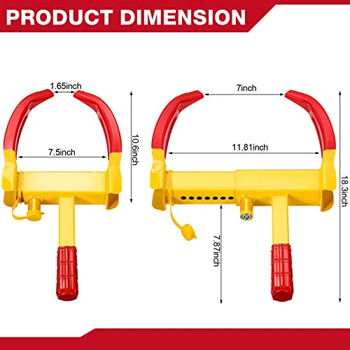 2 Pcs Wheel Lock for Cars, Heavy Duty Trailer Wheel Lock Universal Security Anti Theft Tire Clamp for Vehicles Boot Camper SUV ATV Boat Motorcycle Deterrent(Red and Black) - color: Red and Black