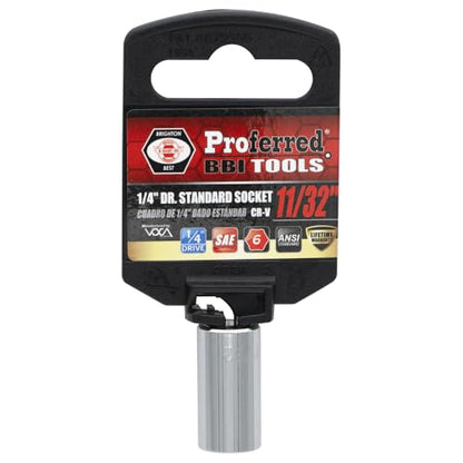 S15011 1/4" Drive SAE Socket, 11/32" Standard 6 Point - size: 11/32 INCH, style: STANDARD