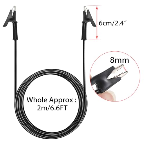 Sumnacon Dual Ended Crocodile Alligator Clips, 15A Test Lead Wire Cable with Insulators Clips, 2Pcs 6.6 Ft/2M Test Flexible Cable with Protective Jack Copper Clamps for Electrical Testing - size: 2 m