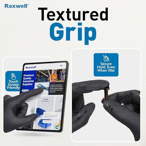 Raxwell Disposable Nitrile Gloves - Food Grade Heavy-Duty Puncture Resistant Black Gloves for Cooking & Food Service - size: X-Large, style: 100 Count