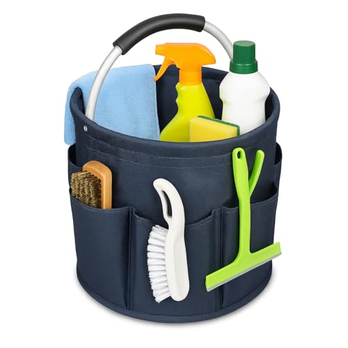 17L (5 Gal) Foldable Cleaning Caddy with Handle - Portable Supply & Tool Organizer | Organizador de Limpieza para Accesorios (Blue)