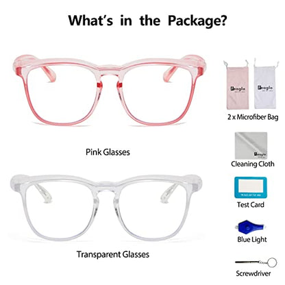 Feaglo Safety Glasses, Anti Fog Safety Goggles for Women Men, Blue Light Blocking Stylish Eye Protection Glasses Side Shield - color: Transparent+pink