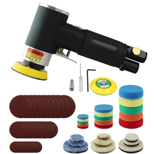 Polishing Machine, 2" 3" Mini Air Sander Kit Dual Action Orbital Polisher Polishing Machine for Car Polishing(SETA) - color: Seta