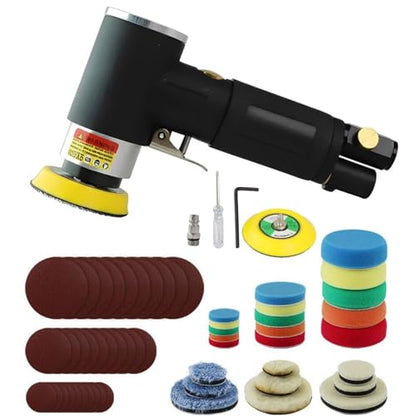 Polishing Machine, 2" 3" Mini Air Sander Kit Dual Action Orbital Polisher Polishing Machine for Car Polishing(SETB) - color: Setb