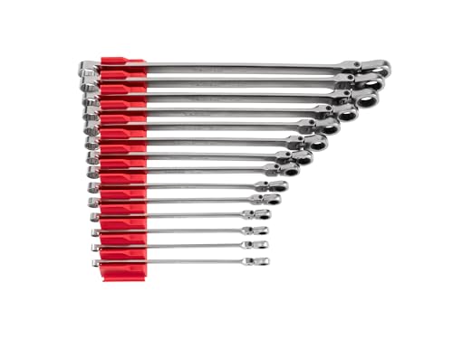 TEKTON Long Fixed/Flex Head Ratcheting Box End Wrench Set | WRB95303 - size: 14-Piece (1/4-3/4 in.), style: Modular Wrench Organizers
