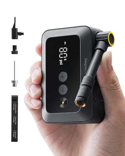 HOTO Electric Bike Tire Pump, Mini Bicycle Pump, 25s Fast Inflate | Portable Bike Air Pump with Presta & Schrader Valve for Road Bike, Mountain Bike, Motorcycle, Scooter, Sports Ball, Outdoor