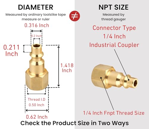 Coupler and Plug Kit (28 Piece), Industrial Type D, 1/4 Inch NPT, Solid Brass Quick Connect Air Hose Fittings Set, with Sealant - size: 28 Piece with sealant