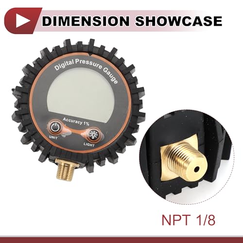 1Pcs Universal Digital Tire Pressure Gauge 1/8" NPT without Battery 0-250PSI Digital Air Pressure Meter for Cars
