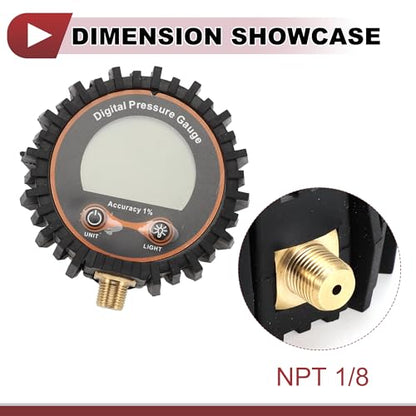 1Pcs Universal Digital Tire Pressure Gauge 1/8" NPT without Battery 0-250PSI Digital Air Pressure Meter for Cars