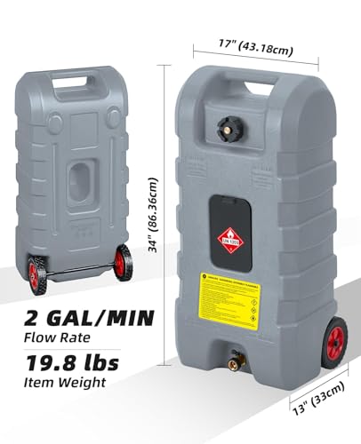 15 Gallon Gas Can, Portable Fuel Tank With Pump, Fuel Transfer Tank, Portable Gasoline Tank On Wheels With Le Fluid Transfer Siphon Pump and 10-Inch Hose for Cars, Boats, Lawnmowers, ATVs - color: Grey