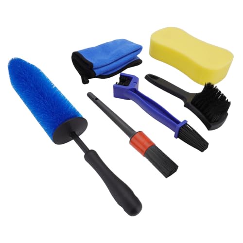 Motorcycle Wheel Cleaning Stand with Cleaning Brush Kit,Universal Roller Paddock for Dirt Street Bike Ebike for Tire Cleaning & Chain Lubrication(Bikes<500 lb & Tire Width<180 mm) - size: 7 Pcs