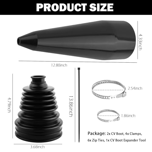 CV Axle Boot Repairs Kit with Boot Expander Tool,4 Clamps,6 Zip Ties,CV Boots Repair Kit for Drive Shaft & Chassis Protection,Silicone Axle Boots Repair Kits Car Accessories