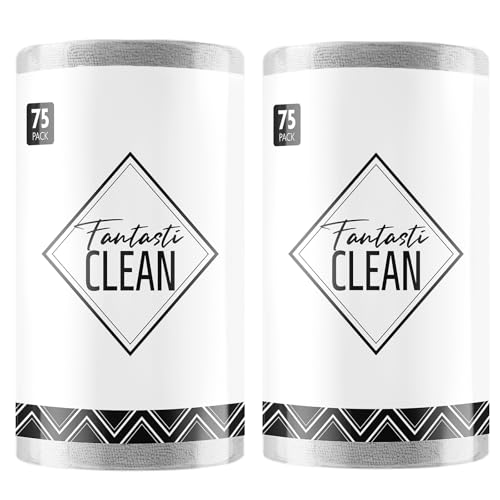 Fantasticlean Microfiber Cleaning Cloth Rolls- 150 Sheets (2 Rolls of Grey) | 12'' by 12'', Super Absorbent, Lint-free, Tear-away Microfiber Towel Roll, for All-Purpose Cleaning - color: Grey, size: 150 pack