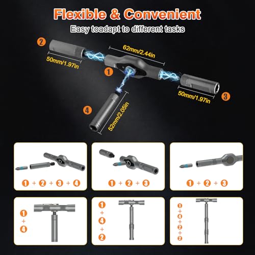 42 in 1 Magnetic Ratchet Screwdriver Set With Case | Multi-Bit Repair Tool Kit, S2 Alloy Steel Bits, T-Handle, Suitable for Home Daily Repair, DIY, Car, Bike - size: 42 in 1