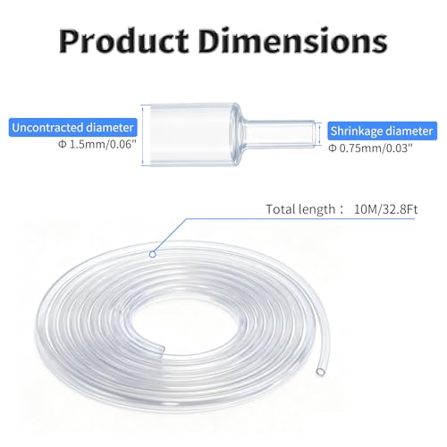 10M Heat Shrink Tubing, 1.5mm OD, 2:1 Ratio, Clear | Polyolefin Shrinkable Tube, Waterproof Electrical Insulation Tubing, for Wire Cable and Electronic Component Protection - size: 10M Φ1.5 Clear