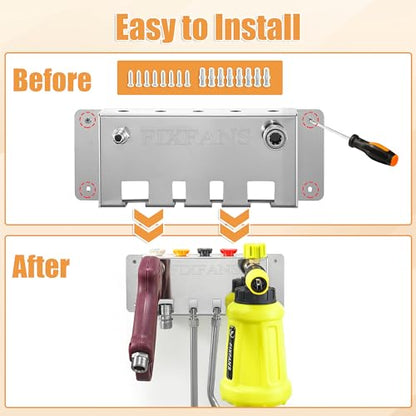 FIXFANS Pressure Washer Foam Cannon Holder, Wall Mounted | Power Washer Gun Storage, 1/4" Quick Connect, Nozzle Tips & Wand Extension Kit Organizer, Car Wash Accessories Rack - size: 1.89 ×10.63 × 3.86 INCH