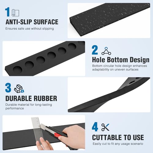 Nilight 1" Rise Threshold Ramp for Doorways, 39.4" Wide Low Profile Cuttable Rubber Wheelchair Access Door Ramp for Doorway, Curb, Home Steps, Bathroom - size: 1" Rise