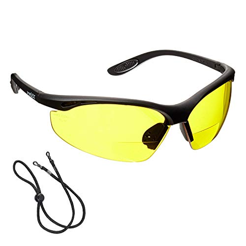 voltX CONSTRUCTOR Yellow Bifocal Reading Safety Glasses +2.0 Dioptre | ANSI Z87.1+ & CE EN166F certified. UV400 anti-fog yellow lenses. Includes adjustable safety cord. - color: Yellow, size: +2.0 Dioptre