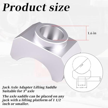 Jack Axle Adapter Lifting Saddle Suitable for 3-inch axle，Compatible with Bottle Jack Tools/Floor Jack Tools-Suitable for Jack Lifting Platforms of 1.5 inches or Smaller(Billet Aluminum)