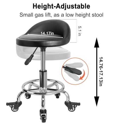 FLOLXNB Rolling Stool Low Roller Seat PU Leather, Rolling Chair Height Adjustable, Garage Stool with Wheels for Manicure Mechanic Home Office Garage Shop (Style 1) - style: Style 1