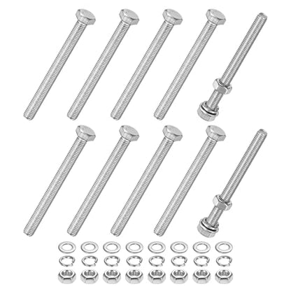 M METERXITY 10-Pack Hex Head Screw Bolt with Nuts Flat & Lock Washers M5x55mm Stainless Steel Bolts and Nuts Kit Fully Threaded Metric Bolt Assortment for Equipment/Machinery - size: M5x55mm