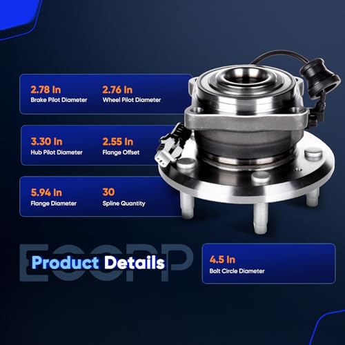 ECCPP 512358 Wheel Bearing Hub Assembly for Chevrolet Equinox 2007-2009 | for Saturn Vue 2008-2010 5 lugs w/ABS Sensor Pre-Greased Sealed - size: 512358