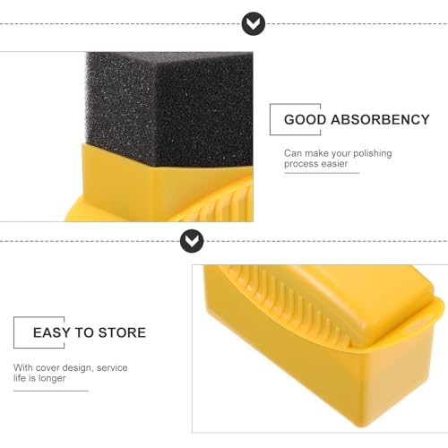 UKCOCO 2pcs Car Tire Waxing Brush with Lid Auto Polishing Sponge Applicator Pads for Wheel Cleaning and Tire Shine Sturdy Yellow Sponge Set for Car Detailing