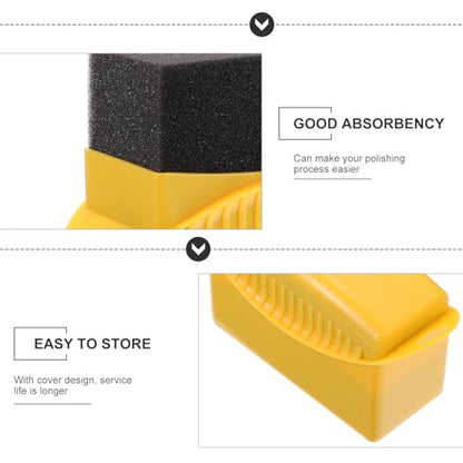 UKCOCO 2pcs Car Tire Waxing Brush with Lid Auto Polishing Sponge Applicator Pads for Wheel Cleaning and Tire Shine Sturdy Yellow Sponge Set for Car Detailing