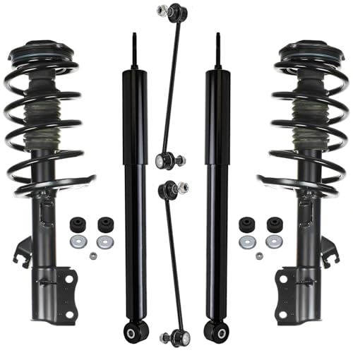 Detroit Axle - Front Struts w/Coil Springs Rear Shock Absorbers Sway Bar Links Replacement for 2014-2016 Nissan Sentra S SL SR SV - 6pc Set - size: 6AQS47295/ strut shock sway kit
