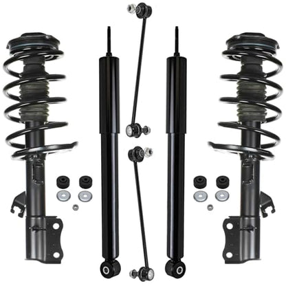Detroit Axle - Front Struts w/Coil Springs Rear Shock Absorbers Sway Bar Links Replacement for 2014-2016 Nissan Sentra S SL SR SV - 6pc Set - size: 6AQS47295/ strut shock sway kit