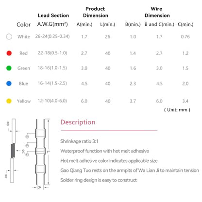 HKS 300PCS Solder Seal Wire Connectors Kit – Waterproof Heat Shrink Butt Terminals – 26-10 AWG – Automotive, Marine, Boat, Home Wiring Repair - color: Mix 26-10 AWG, size: 300PCS