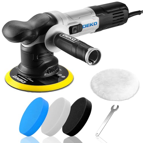 Car Buffer Polisher: 6 Inch Dual Action Orbital Buffer Polisher, 7 amp, 6 Variable Speed 1800-5500 RPM Random Polisher Kit with 4 Buffing Pads for Car Detailing Polishing Waxing DEKOPRO(Gray)