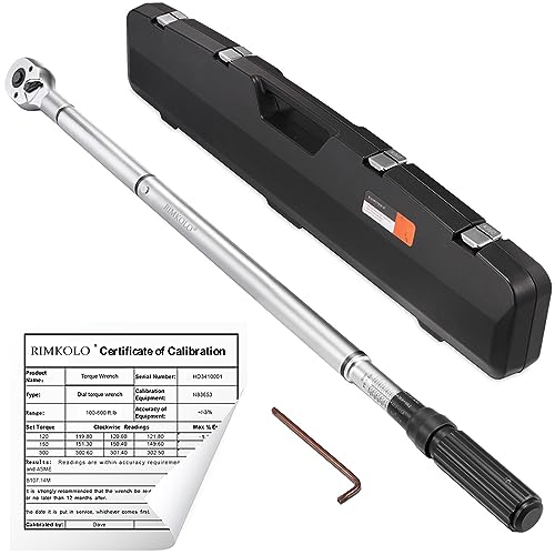 3/4-inch Drive Click Torque Wrench, 100-600ft.lb / 135-815Nm Dual-Direction Adjustable Torque Wrench Set with Buckle - color: 100-600ft.lb / 135*815nm, size: 3/4-Inch Drive