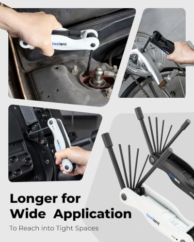 Kraftek toolant 11PCS Long Arm Folding Allen Wrench Set, SAE Hex Key Set 3/32"-1/2", Extended Reach Allen Key Set with 4 Inch Long Arms, CRV Steel Foldable Hex Wrench Tool for Bike Repair, Home & DIY - size: 11PCS（Folding ）-SAE
