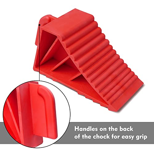 Wheel Chocks ABS Plastic Heavy Duty, Tire Chocks for Travel Trailers, RV, Camper, and Trucks 4-Pack, Red - color: red 4-pack