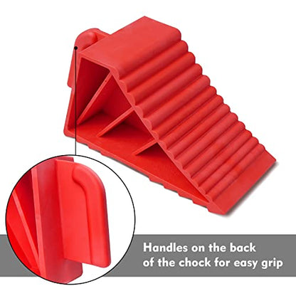 Wheel Chocks ABS Plastic Heavy Duty, Tire Chocks for Travel Trailers, RV, Camper, and Trucks 4-Pack, Red - color: red 4-pack