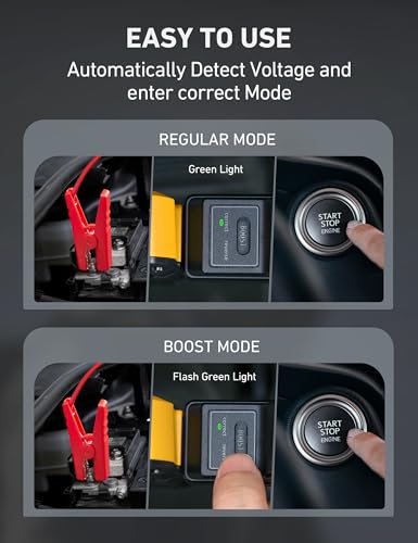 AstroAI S8 Car Battery Jump Starter, Car Jumper Starter Battery Pack for Up to 6.0L Gas & 3.0L Diesel Engines, 12V Portable Jump Box with 3 Modes Flashlight and Jumper Cable(Yellow) - color: Yellow - 1500A (S8)