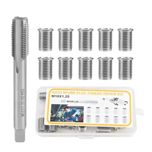 Spark Plug Thread Repair kit, M10*1.25 BoltM10*1.25 Tap Stainless Steel Repair kit for Automotive Engine Cylinder Head Rethreaded Kit Repairs Tools - color: M10*1.25
