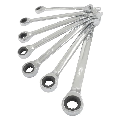 7 PCS Metric Ratchet Wrenches Set 6mm 7mm 8mm 9mm 10mm 11mm 13mm, Ratcheting Combination Wrench for Projects Metric Tight Spaces - size: 6 mm, 7 mm, 8 mm, 9 mm, 10 mm, 11 mm, 13 mm set
