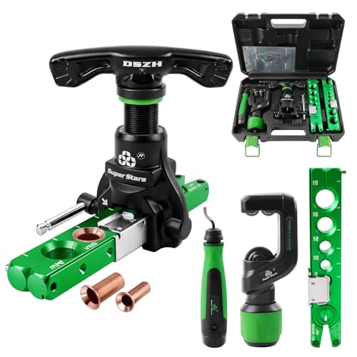 Super Stars Flaring Tool Kit 1/4in - 3/4in Single Flare Tool HVAC 45° Eccentric Type Flare Tool with Pipe Cutter for Copper Tube Pipe (5 in 1 Kit) - size: 5 in 1 Kit