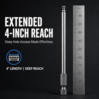 VESTTIO Ball End Hex Allen Wrench Bit Set, 5-Piece, 4-Inch, Magnetic S2 | Industrial S2 alloy steel, 1/4 inch hex shank, magnetic tips, metric size, design for power screwdriver drill impact driver - size: 5 BALL / 4 inch