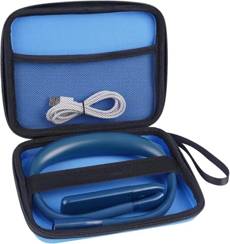Neck Reading Light with Storage Case, Dimmable Needlepoint Light | 80H Lasting Rechargeable Neck Lamp for Reading Knitting Crochet, Travel Use, Hands-Free, Memory Function Book Lamp 3 Colors - color: Blue with storage case