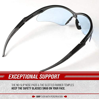 Glove Station Optic Max Anti-Fog Safety Glasses for Men & Women | Clear, Amber & Gray Lenses, Anti-Fog, Scratch-Resistant - ANSI Z87.1 Compliant - color: Light Blue, size: 6 Pair