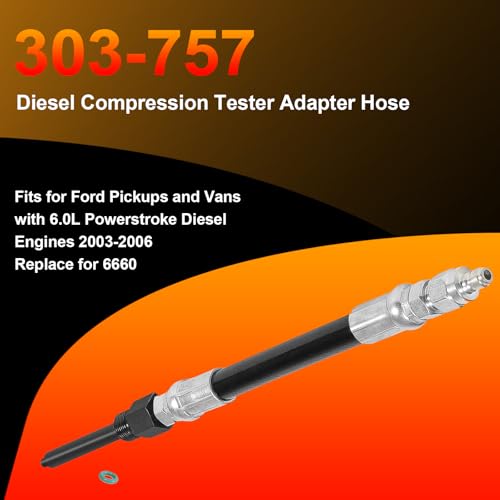 YMT 303-757 Diesel Compression Tester Adapter Hose Fits for Ford Pickups and Vans with 6.0L Powerstroke Diesel Engines 2003-2006,Replace for 6660
