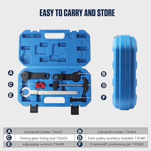 Engine Camshaft Tool Set, 6PCS Timing Belt Tool Kit for VAG EA211 1.0L 1.2L 1.4L 1.6L FSI TSI TFSI Petrol Engine Compatible with VW Audi A3 /Golf 7/New Jetta/Skoda/Santana/LaVida